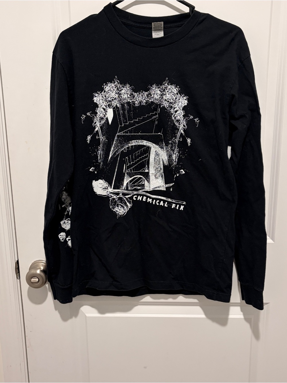Gildan Black Long Sleeve Tee with White Graphic 'Chemical Fix'
